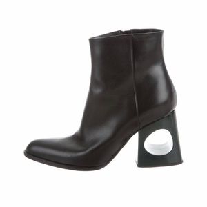 Black leather Marni pointed-toe ankle boots